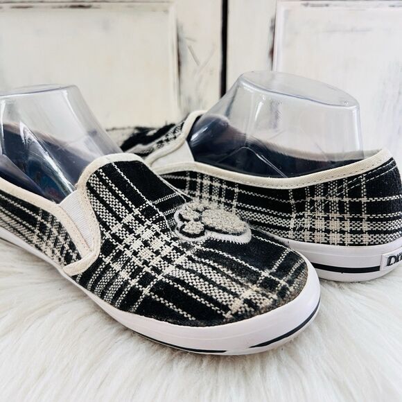 Draven Teddy Bear Black & White Plaid Slip on Loafers Comfort Shoes - Womens 9 - Picture 4 of 8